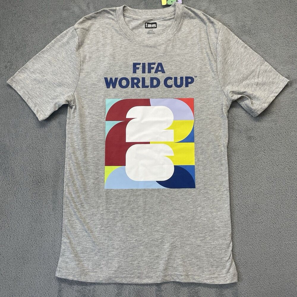 Official 2026 FIFA World Cup Licensed Gray Soccer T-Shirt Size Small New
